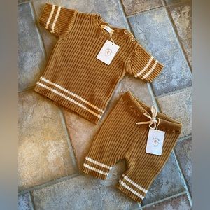 FIN & VINCE Heritage Knit Top & Short : Toffee Brown - 2-3 Years
